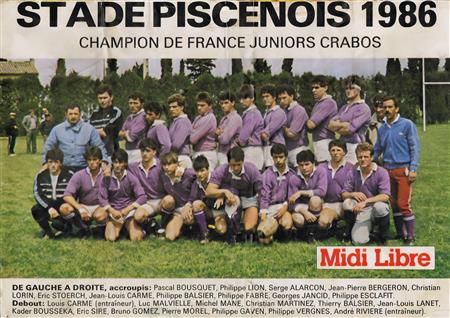 Équipe 1986 Crabos - Stade Piscenois - Champion de France