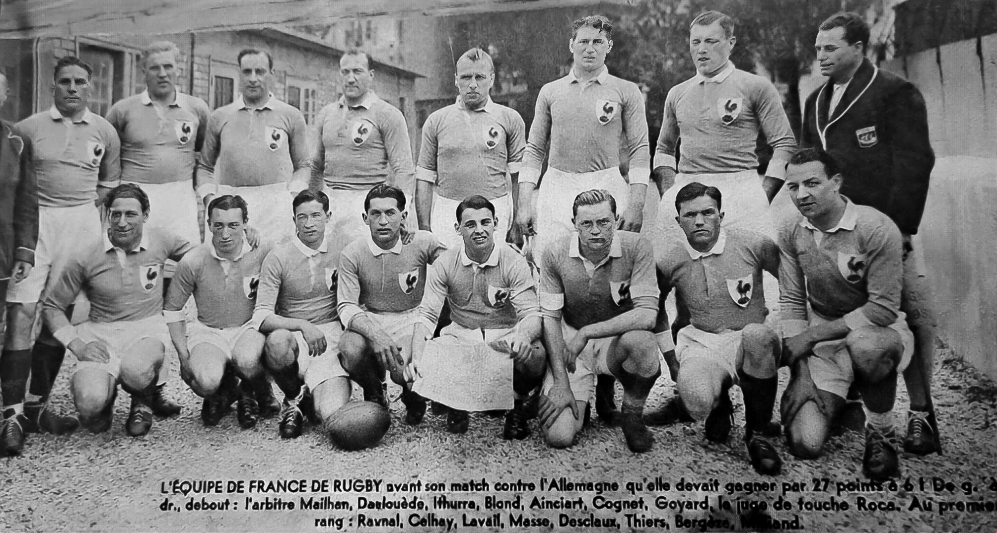  Équipe de France de rugby à XV -  - Rugby - Équipe 1937 de Rugby de France - (Match contre l'Allemagne) () Photo by:  | Siuxy Sports 1937-04-01