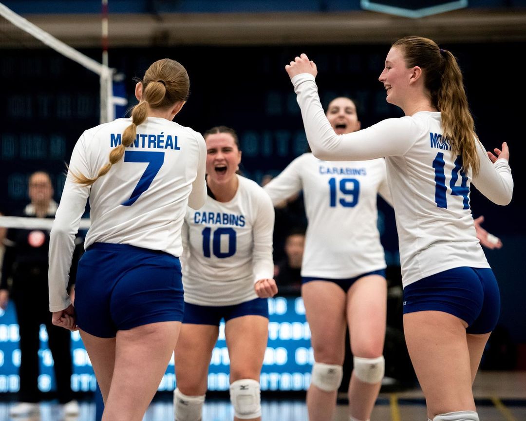 Maude BABIN - Olympe DESMEDT - Sarah MCGLASHAN -  Université du Québec à Montréal - Université de Montréal - Volleyball - RSEQ - 2023 VOLLEY F - UQAM (3) VS (2) UNIVERSITÉ DE MONTRÉAL (#RSEQ2023UQAMUDM02) Photo by: Ali El Kacemi | Siuxy Sports 2023-02-05